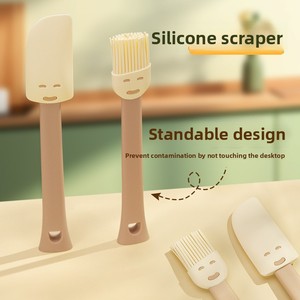 Outils de pâtisserie : Spatule à crème, pinceau pour le visage, pinceau à huile en silicone, racloir – Ensemble de deux pièces, compatible lave-vaisselle - Product Image 1