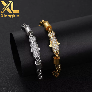 Collier unisexe en acier inoxydable de 6 mm, 0,3 m, plaqué or, avec boucle torsadée - Product Image 6