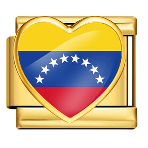 Accesorio de pulsera de acero inoxidable con patrón de bandera nacional en forma de corazón, módulo DIY para la fabricación de pulseras - Product Image 5