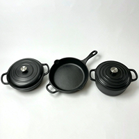 Ensemble de casseroles en fonte 3 pièces, compatible four, antiadhésif, en émail, pour cuisinières à induction et à gaz