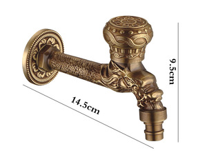Robinet de machine à laver antique en cuivre, style européen, robinet de lavabo extensible, robinet mural à <span class=keywords><strong>ouverture</strong></span> rapide à 4 points, eau froide uniquement - Product Image 5
