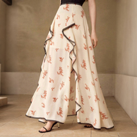 Jupe longue décontractée pour femme, taille empire, à volants, patchwork de dentelle, motif floral, coupe trapèze, lavable, style printemps-été, fourniture directe usine