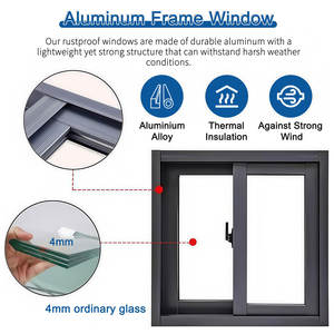 Fenêtres coulissantes en aluminium à double vitrage insonorisées et à économie d'énergie, résistantes aux ouragans, pour l'Australie, fenêtre coulissante 60 x 60 - Product Image 3