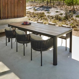 Ensemble table et chaises en rotin d'extérieur 6 places, résistant à l'eau, style scandinave moderne, pour patio, cour et balcon - Product Image 1