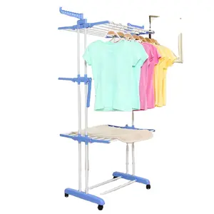 Perchero de plástico plegable para colgar ropa, perchero multifuncional de 3 capas