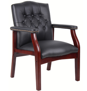 Fauteuil d'appoint en cuir OE HOME pour salon avec accoudoirs rembourrés, dossier mi-haut ergonomique, design moderne et transitoire - Product Image 1