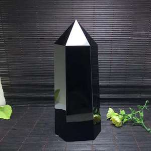 Vente en gros : Obélisque en cristal de quartz naturel, pointe de baguette en obsidienne noire charmante pour la décoration - Product Image 4