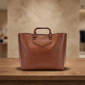Sac à main antivol léger et imperméable en cuir véritable de style traditionnel BS INTERNATIONAL avec fermeture éclair et deux poignées - Product Image 3