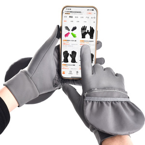Riding <b>Gloves</b> <b>Touchscreen</b> Waterproof Breathable Long <b>Glove</b> Unisex Outdoor Cycling Gray Black Pink - Product Image 1