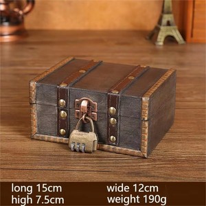 Vintage <strong>Wooden</strong> Box WBH49-WBH51 Jewelry Storage Box <strong>Antique</strong> Decor Pirate Treasure Chest for Film Shooting Decoration - Product Image 2