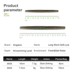 Señuelos blandos Kingdom Senko Worm de 100 mm y 75 mm, señuelos de plástico, señuelos blandos de precisión, señuelos de natación, señuelos Crankbait, señuelos <span class=keywords><strong>Trick</strong></span> Worms, señuelos Ned Rig para lubina - Product Image 2