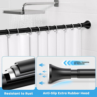 Tringle de Douche Rotative Ajustable en Acier Inoxydable Moderne, Robuste et Résistante à la Rouille, avec Extrémités Antidérapantes pour Salle de Bain