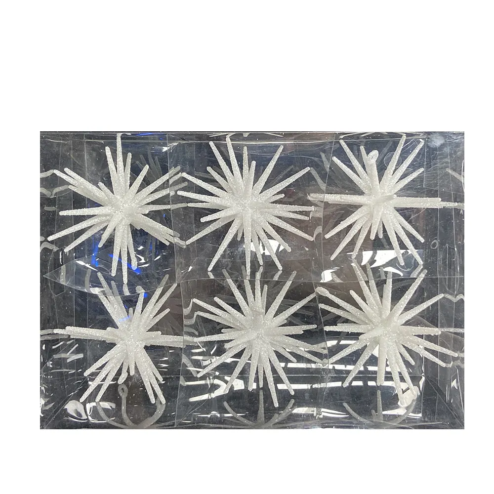 christmas decoration supplies Sea urchin Star Pendant glitter 6pcs 10cm Christmas Plastic Ornaments hanging star