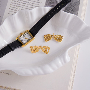 <b>Stud</b> <b>Earrings</b> Bowknot 18K Stainless Steel Lace Openwork Design Everyday Wear Jewelry - Product Image 4