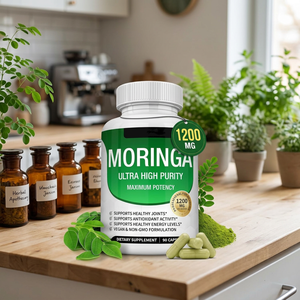 Cápsulas de Hoja de Moringa 1200 Mg, Suplemento Dietético Vegano a Base de Hierbas para Adultos, Apoyo para la Salud Inmunológica e Intestinal - Product Image 1