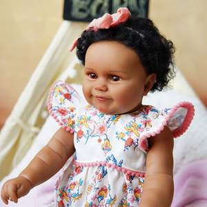 دمية آر أند بي جديدة 20 بوصة من أفريقيا الأمريكية الغراب من الجلد الداكن المولود الجديد المولود الجديد مع الشعر الجذور هدية لعبة يدوية للبنات - Product Image 5