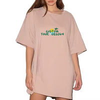 Robe T-shirt pour femme d'été, personnalisée, 230 grammes, écologique, mignonne, décontractée, ample, coupe large, manches courtes, 100% coton