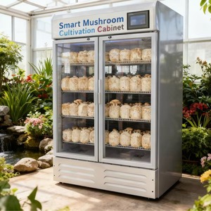 Armoire de culture de champignons intelligente à double porte en alliage <span class=keywords><strong>d</strong></span>'aluminium, système hydroponique multicouche à climat contrôlé pour usage domestique avec Wi-Fi - Product Image 1