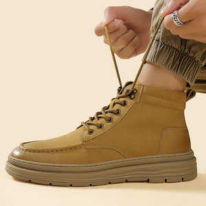 Botas de Invierno para Hombre de Cuero Genuino con Cordones, Botas Cortas con Plataforma, Transpirables, Antideslizantes, Modernas, Precio con Descuento - Product Image 4