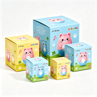 Boîte en carton blanc biodégradable personnalisée, imprimée offset, avec paillettes, portable, pour jouets, motif chat mignon Roly-poly, production en 72H