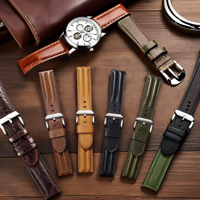 BURRIVA 2025 Luxury Men's Watch Strap Real Cow Leather with Vintage Custom 20mm 22mm Rubber New Arrival Genuine Material