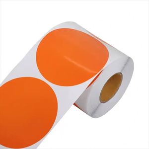 Custom Printed Circle Direct Thermal Product Tags DIY Logo Thermal Stickers <b>Paper</b> <b>Roll</b> - Product Image 2