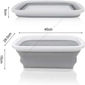 Planche à découper pliable multifonctionnelle avec bac intégré pour fruits et légumes, idéale pour pique-nique et cuisine – Vente en gros - Product Image 5