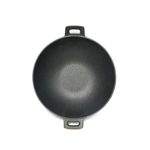 Utensilios de Cocina de Hierro Fundido Antiadherentes de Diseño Clásico, <span class=keywords><strong>Wok</strong></span> de Hierro Fundido Precurado con Doble Asa para Cocinar en Casa - Product Image 1