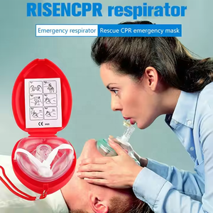 Máscara de rescate <span class=keywords><strong>CPR</strong></span> de válvula única en estuche rígido rojo Resucitador de bolsillo para niños adultos con correa elástica Bordes acolchados por aire - Product Image 2