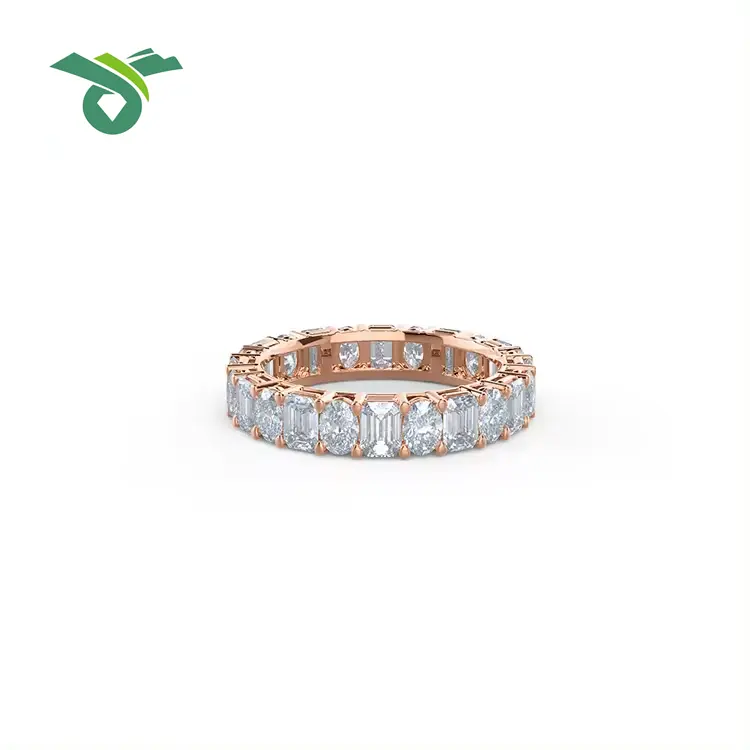 Anel de ouro 18K para mulheres, diamante real clássico cultivado em laboratório, diamantes CVD com pedras para casamento ou festa
