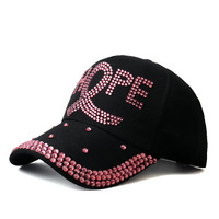 Casquettes de baseball roses en strass Hope en stock, mode DIY, diamants de luxe, casquettes roses avec sangle réglable, prix d'usine