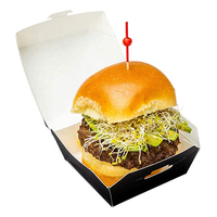 Caja de Cartón Negra para Envíos, Almuerzo, Hamburguesas, Comida para Llevar, Embalaje de Grado Alimenticio, Caja de Papel para Hamburguesas