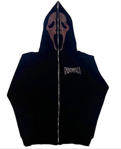 Hoodies oversize zippés en molleton 100% coton 330G pour l'automne et l'hiver, avec impression en relief et broderie, modèle vierge entièrement zippé - Product Image 5