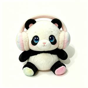 Peluche Panda Assis Personnalisé avec Cache-Oreilles, Grandes Yeux, Unisexe, Poupée d'Halloween pour 0-24 Mois - Product Image 1