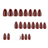 Lefan Wijnrood Effen kleur Draagbare nageltips Minimalistische manicure Amandelvormige korte opdruknagels voor de vingers Aanpasbaar