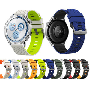 Correa de Repuesto Win-Win de Moda, 20mm, Rayas Bicolor, Silicona Suave y Flexible para <span class=keywords><strong>Huawei</strong></span> Watch <span class=keywords><strong>GT3</strong></span> <span class=keywords><strong>42mm</strong></span> - Product Image 1