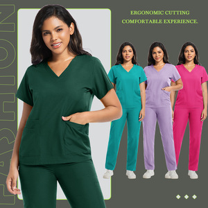Unisex Scrub Set Moisture Wicking Knitted Split Uniform Hospital Workwear S XXL - Product Image 3