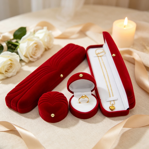 Vintage <b>Velvet</b> <b>Jewelry</b> Box Heart Ring & Long Necklace Storage Case Gift <b>Boxes</b> for Wedding Engagement <b>Jewelry</b> Packaging Display - Product Image 4