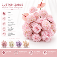 Rose artificielle réaliste en tissu de soie rose, faite à la main, moderne, pour centre de table de mariage, remise de diplôme, Noël, Nouvel An chinois
