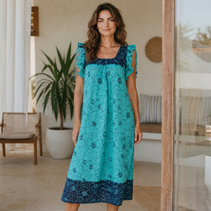 Hot Sale <b>Pyjamas</b> Floral Print Women's Sleepwear Rayon Maxi Dress Woven Breathable Eco-Friendly Washable O-Neck A-Line - Product Image 1