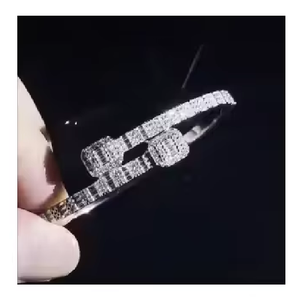 Unisex Iced VVS Baguette Moissanite <b>Bracelet</b> in 925 Sterling Silver T Square Cuban Link <b>Bangle</b> Fine Jewelry Export - Product Image 3