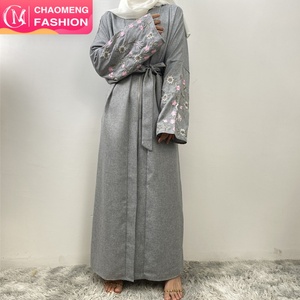 Fabricant d'Abayas, Mode 2024, Broderie en Lin et Polyester, Abaya Ouverte, Dubaï, Femmes Musulmanes, Long Cardigan 1407 # - Product Image 1