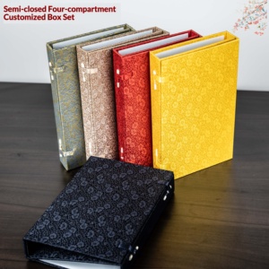 Coffret <span class=keywords><strong>de</strong></span> quatre boîtes à livres en papier sur mesure, cousues à <span class=keywords><strong>la</strong></span> main, style antique, pour arbres généalogiques et genealogies, fabriqué en Chine, personnalisable - Product Image 2