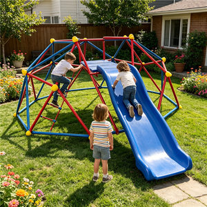 Dôme d'escalade de 2,4 m avec toboggan, structure de jeu en métal résistante aux intempéries pour les enfants, idéal pour le jardin - Product Image 3