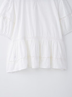 Chemise à manches courtes brodée en dentelle ajourée à col rond style romantique nouvelle collection printemps-été 2025 MYST&ZA pour femme 5107046