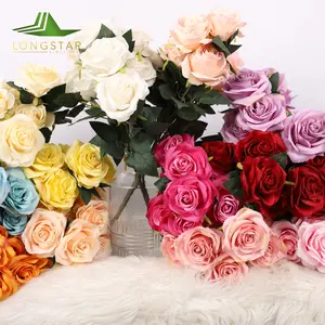 Artificial Flower Hand Roll Core Queen Rose Decorative Real Touch Rose Bouquet Artificial Flowers