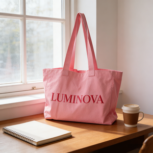 Sac fourre-tout en toile personnalisé avec broderie de lettres, logo, deux poignées renforcées, idéal pour la plage, option cadeau - Product Image 2