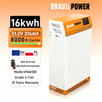 Expédition DDP depuis l'UE - Powerwall 15KW 16KW 8000 Cycles 51.2V 280AH 314Ah Batterie LiFePO4 pour Système Solaire et Alimentation de Secours