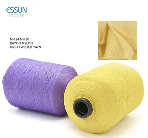 Classic Spring Summer Knitting Yarn Nm24 Nm30 SD 63%Rayon 37%Nylon Elastic Anti-pilling High Twisted Fancy Yarn