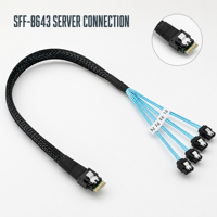Câble de données de stockage serveur SFF-8654 4i vers SATA 7 broches pour connexion de disque interne et intégration d'équipement